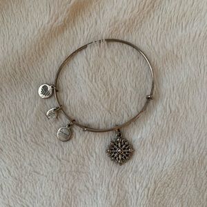Alex and Ani Silver Compass Charm Bangle
